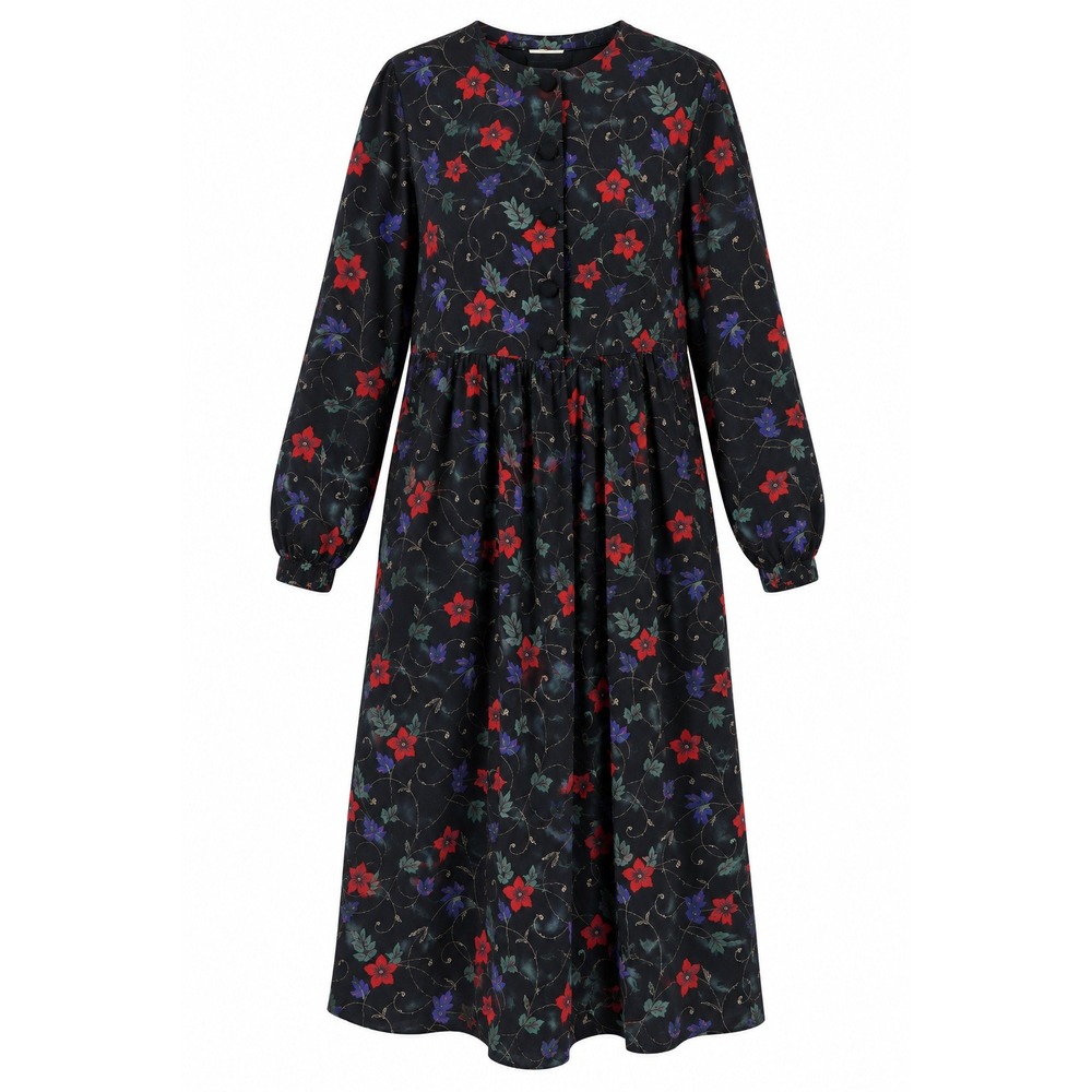 Vintage Talbots Petites Corduroy Dress Floral Button Front Long Sleeve Prairie 6